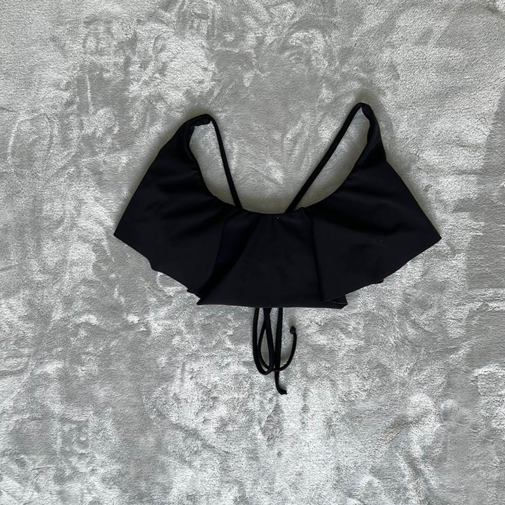 Black Ruffled Bikini Top